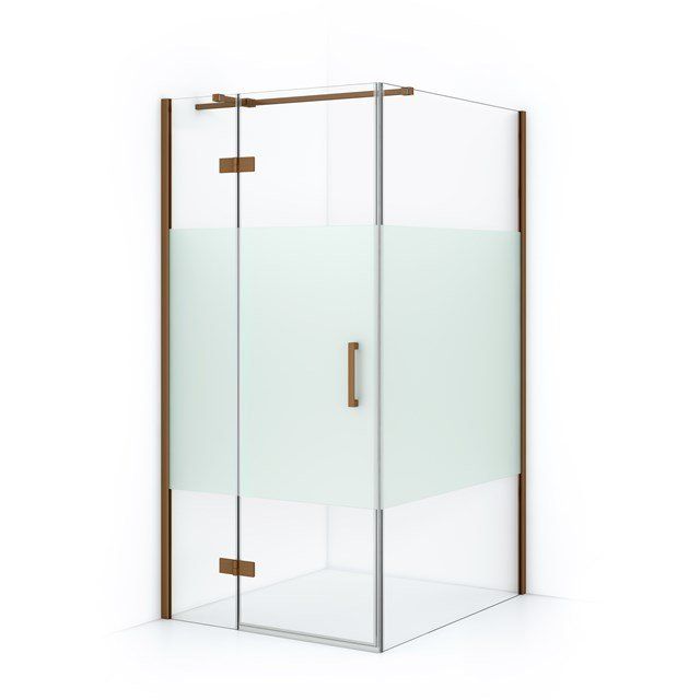 Maxaro Douchecabine Diamond 110x100cm 8mm Helder Veiligheidsglas met Matte Strook Koper