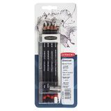 Derwent Houtskool Tekening Sampler Pack met gum en puntenslijper, professionele kwaliteit, 700664, wit, 6 Count (Pack van 1)