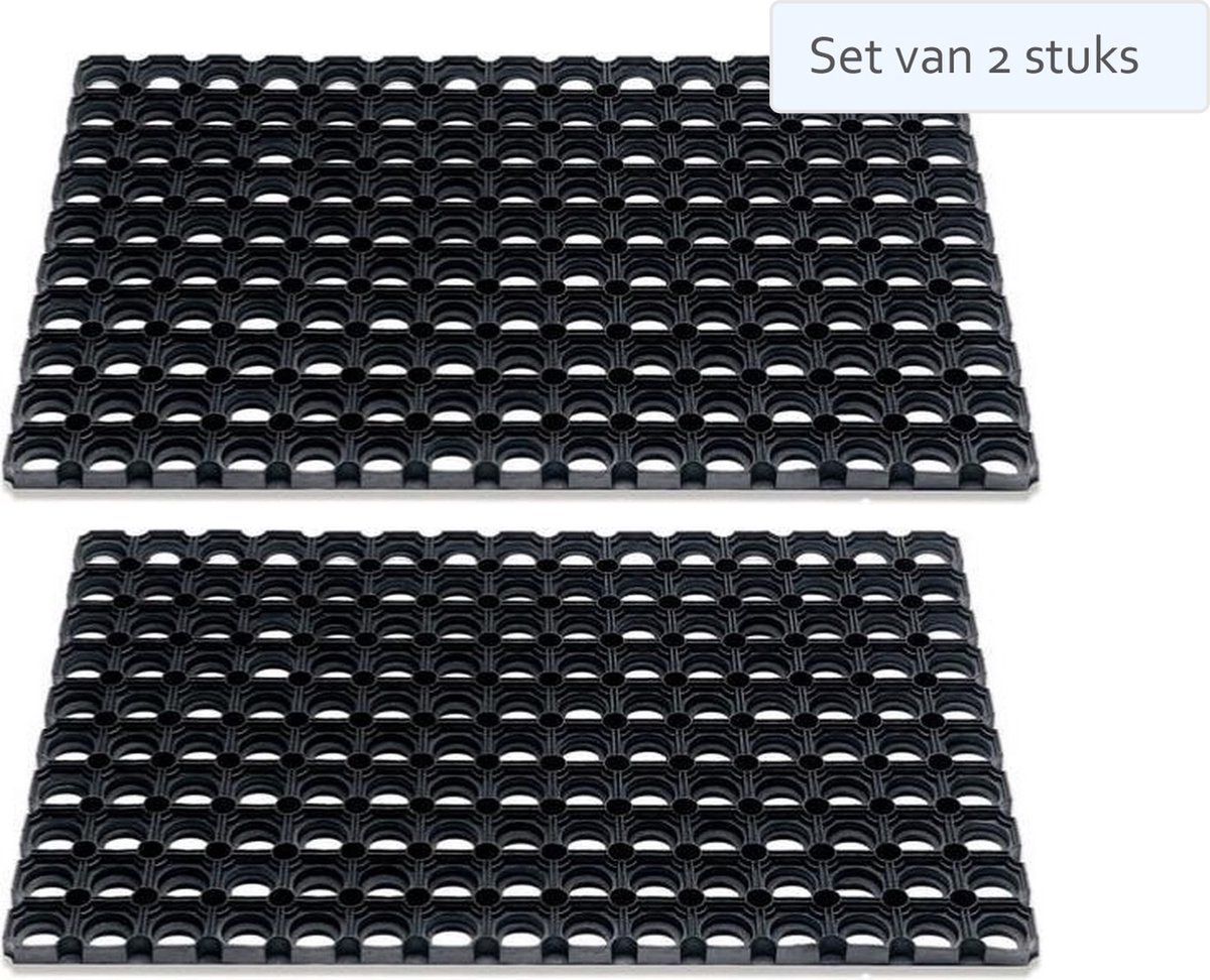 Hamat Domino Deurmat - Set van 2 - 40x60cm - Zwart