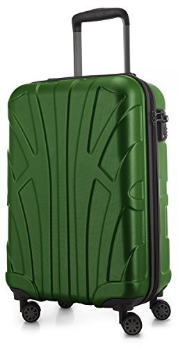 Suitline handbagage harde koffer, cabinekoffer, TSA, 55 cm, ca. 34 liter, 100% ABS mat groen