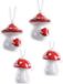 Decoris Kersthangers set 8x paddenstoel rood - kunststof - 4.5 x 4.5 cm - 2 soorten