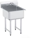 VEVOR RVS spoelbak commerciële spoelbak 686 x 610 x 1041 mm, RVS spoelbak met kraan 104 kg draagvermogen, RVS spoelbak spoelbak keuken vrijstaande spoelbak