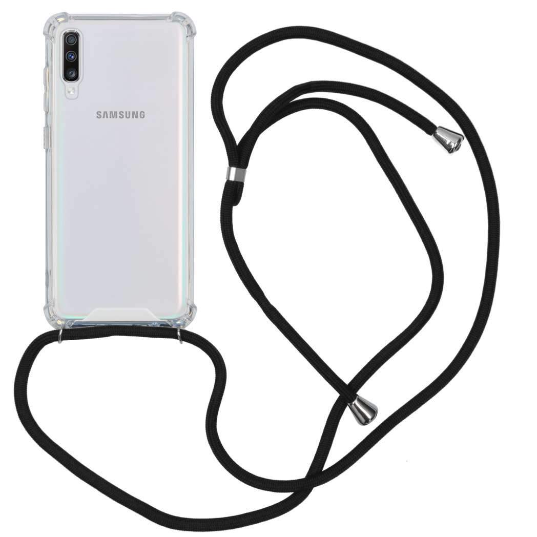 - Backcover met koord Samsung Galaxy A70 hoesje - Zwart