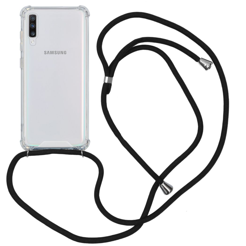 Backcover met koord Samsung Galaxy A70 hoesje - Zwart
