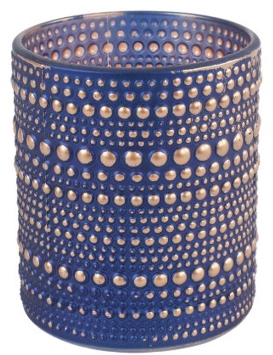 Merkloos Countryfield Theelichthouder Nelle M blauw/zilver