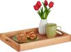 Merkloos Relaxdays Dienblad - Walnotenhout - 5 x 46 x 31 cm - Met Handgrepen - Hoge Rand - Rechthoekig