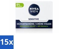 NIVEA MEN Sensitive Dagcrème Gezicht - 50 ml - Voordeelverpakking - 15 stuks