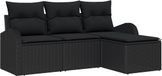 vidaXL Bank loungeset 4-zits Zwart Polyrattan