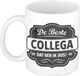 Bellatio Decorations De beste collega dat ben ik dus - cadeau koffiemok - beker - wit met grijs embleem - 300 ml - keramiek - afscheid