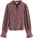 Next Dames Gesmokte blouse met knoop aan de voorkant en lange mouwen - Rood