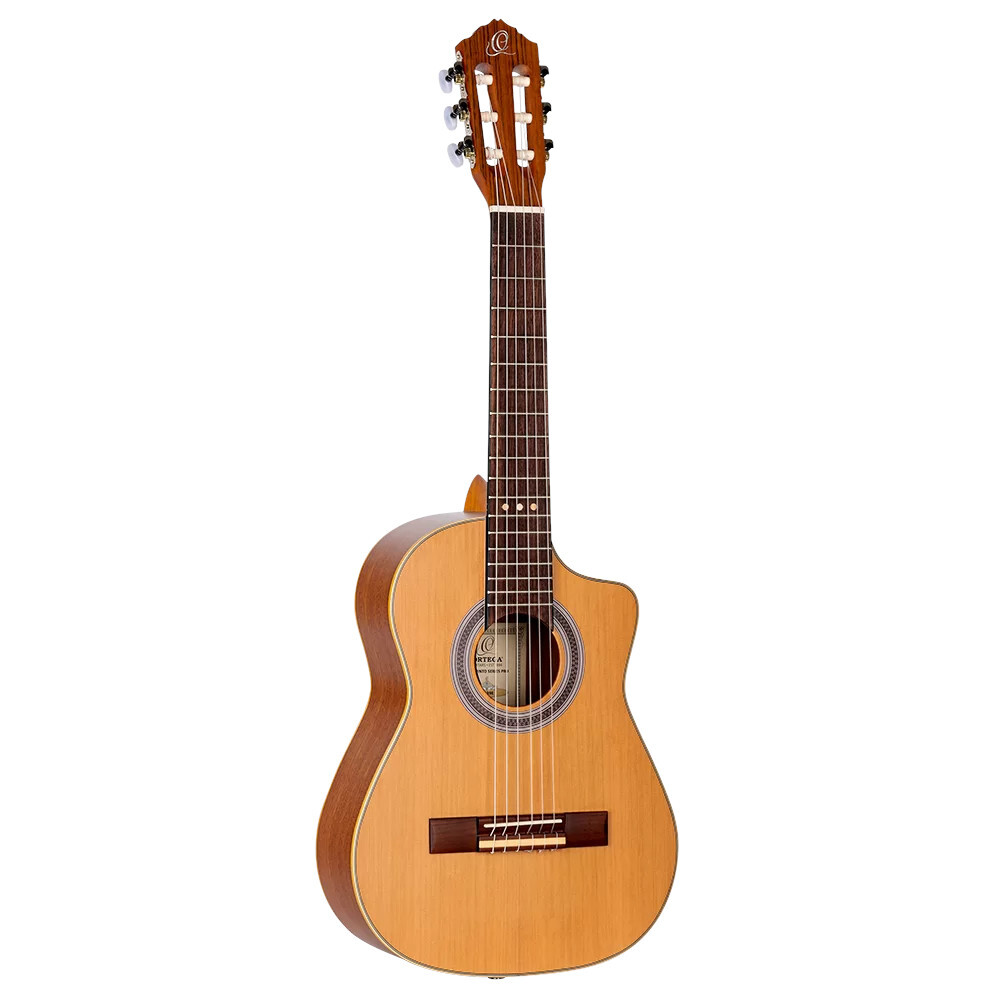 Ortega RQ39E Requinto Series Pro Natural 1/2-formaat E/A klassieke gitaar met gigbag
