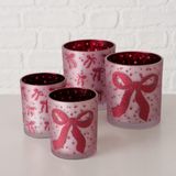 Boltze Home windlichtset decoratie Boucle 2-delig roze multicolor.