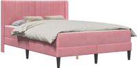 vidaXL Bedframe met matras met hoofdeinde Roze 160 x 200 cm Fluweel
