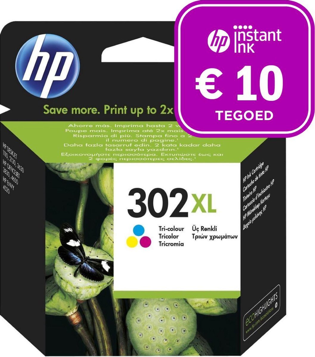 HP 302XL - Inktcartridge kleur + Instant Ink tegoed