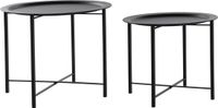 Item International Set de 2x supports de plantes ronds métal noir 44/49 cm