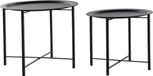 Item International Set de 2x supports de plantes ronds métal noir 44/49 cm