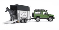 Bruder Land Rover Defender met Paardentrailer en Paard - 02592