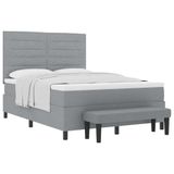 vidaXL Boxspring bed met hoofdeinde Lichtgrijs 160 x 200 cm Stof