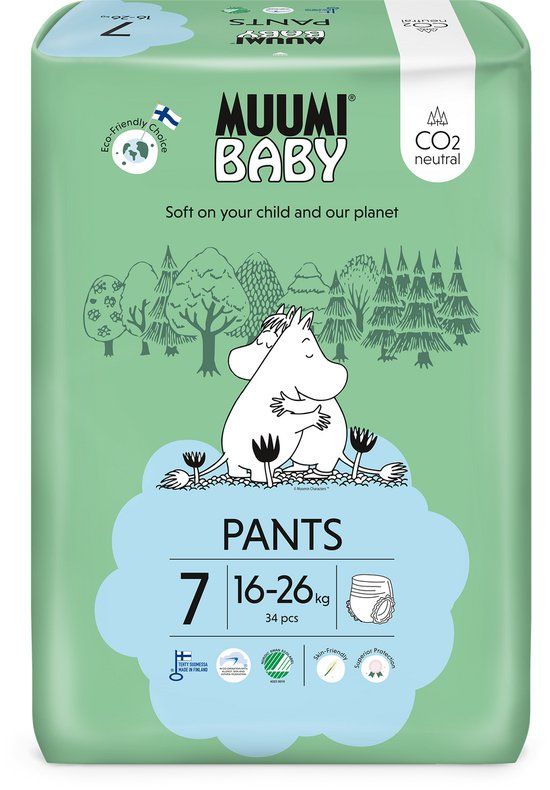 Muumi Baby Eco Luierbroekjes - Maat 7 - 16-26 kg - 34 stuks