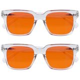 OPULIZE ERA Zonnebril – Oranje Lenzen – 2 stuks – Antireflectie en niet-verblindend – Gepolariseerde Lenzen met UV400 – Oversized rechthoekig montuur – Veerscharnieren – Transparant – Heren Dames