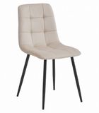 LEOBERT Eetkamerstoel KARA Beige – Velvet Bekleding, Ergonomisch Design, Zwarte Metalen Poten, Comfortabele Zitting, Max. 120 kg