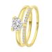 Lucardi Dames Dubbele ring met zirkonia hart - Ring - Cadeau - Echt Zilver - Goudkleurig