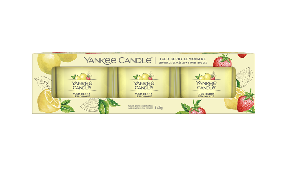 Yankee Candle Iced Berry Lemonade - Geel - 3 stuks