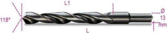 Beta Spiraalboren, korte uitvoering, schacht gereduceerd tot 13 mm HSS gewalst 410A 20,00