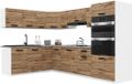 B BELINI GROUP BELINI Keukenblok ITALIA 8 - Keukenmeubel Set 420 cm Goudbruin met Werkbladen - Boven- en Onderkasten