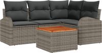 vidaXL Tuinbank Set 5-delig Grijs Polyrattan