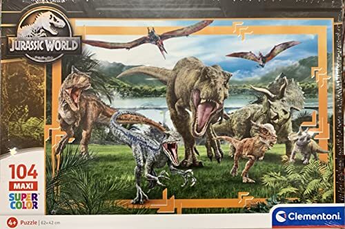 Clementoni - Jurassic World Supercolor World-104 stuks kinderen 4 jaar, puzzel cartoons Made in Italy, meerkleurig, 23770