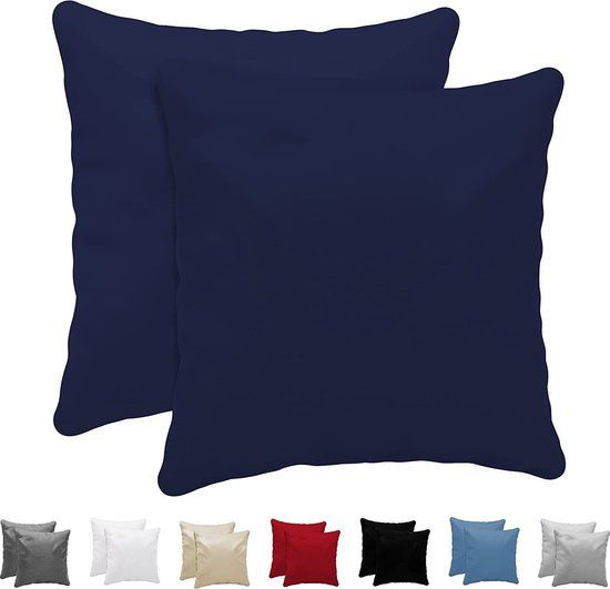 Dreamzie Kussensloop 65 x 65 cm (pak van 2) - 100% jersey katoen - donkerblauw