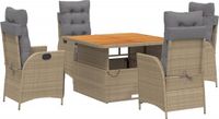 vidaXL 5-delige tuinset met kussens, beige, polyrotan