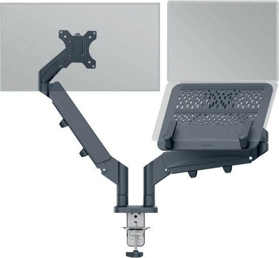 Leitz Ergo Ruimtebesparende Monitor- en Laptoparm - Voor 2 Schermen - Donkergrijs