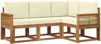 vidaXL - Hoek loungeset - 4 zitplekken - Polyester - Natuurlijk en crème