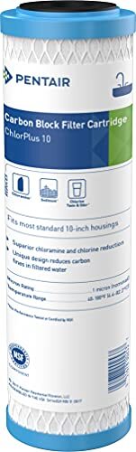 Pentek Pentair Pentek ChlorPlus10 Carbon Water Filter, 10-inch, Onder Gootsteen Chloramine Reductie Carbon Vervanging Cartridge, 10 "x 2.5", 1 Micron