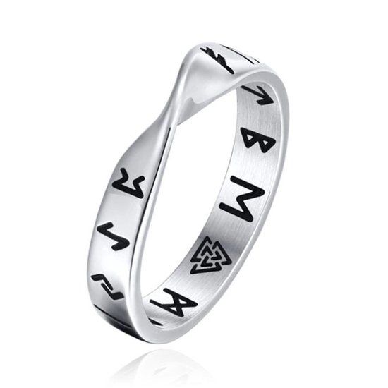Mendes Nordic Heren Ring - Rune Script Silver - 21mm
