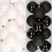 Kaemingk B.V. 24x pièces boules de Noël en plastique noir et blanc 6 cm