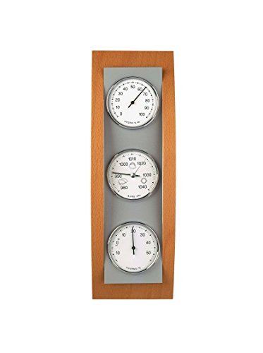 TFA Analoog weerstation, van aluminium en hout, barometer, thermometer, hygrometer.