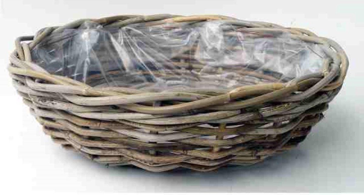Van der Leeden Grijze rotan fruitschaal- of bloemenmand - 8714763133043