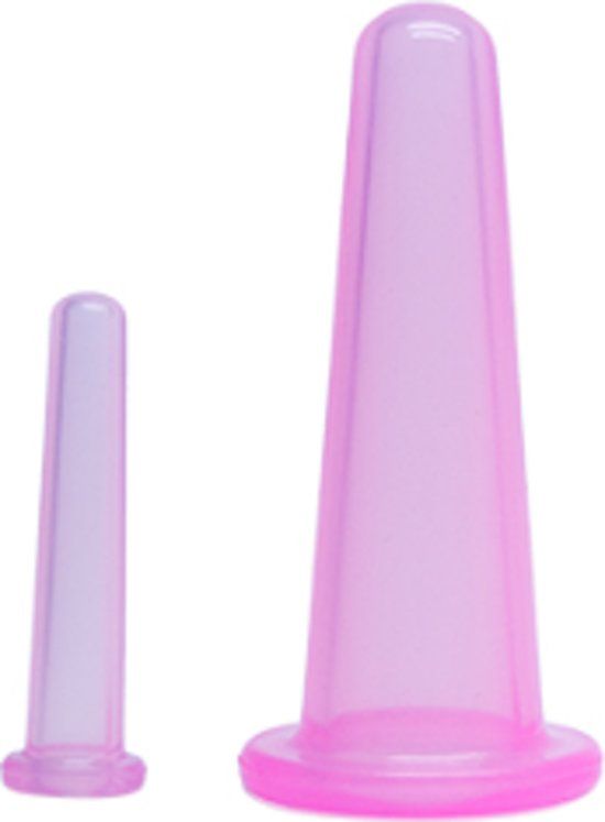 KELERINO. Massage cups voor het gezicht - Duo pakket 3 6 cm en 1 5 cm - roze