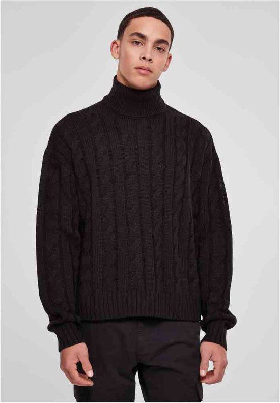 Urban Classics Boxy Roll Neck Sweater - Black - Men's L