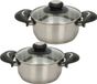 Excellent Houseware Kookpannen set - 2x - glazen deksel - RVS - 2.7 en 5.4 liter