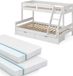 Vitalispa Everest Lit superposé – 120x200 / 80x200 cm avec 2 matelas et 2 tiroirs Blanc