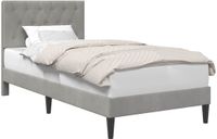 vidaXL Bedframe met hoofdeinde, lichtgrijs, 90 x 200 cm, fluweel