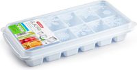 PLASTICFORTE Tray met ijsblokjes - ijsklontjes vormpjes - 12 vakjes - kunststof - wit - 26 x 12 cm