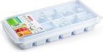PLASTICFORTE Tray met ijsblokjes - ijsklontjes vormpjes - 12 vakjes - kunststof - wit - 26 x 12 cm