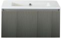 BES LED Frozen 3D Badmeubelset 80 cm - Greeplijst in Kleur - Petrol Mat - Keramische Wastafel Wit Zonder Kraangat