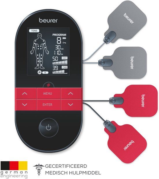 Beurer EM 59 Heat TENS/EMS/massage apparaat - 4 in 1 - 70 programma's - 4 elektroden - 5 jaar garantie