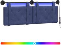 vidaXL Hangend hoofdbord Met LED-verlichting Politieblauw Fluweel